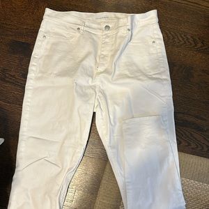 LOFT white high waist, skinny ankle jeans